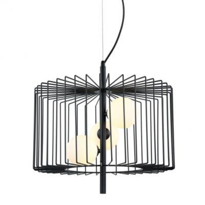 Griestu lampa italux daren kolekcija melna ar baltiem kupoliem ø45cm 3xg9 mdm-3937/3 bk