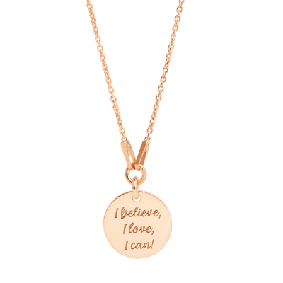 Spēka vārdu kaklarota, ķēdīte ar kulonu “I believe, I love, I can”