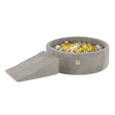 PLUSH NEST bērnu mīksto kluču komplekts – sausais baseins + trijstūris, bēšs, velvets