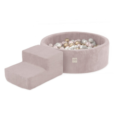 PLUSH NEST bērnu mīksto kluču komplekts – sausais baseins + pakāpiens, rozā, velvets