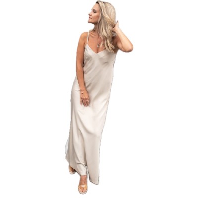 Satīna slip MAXI kleita, ŠAMPANIETIS