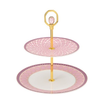 Swarovski x Rosenthal, rozā, divstāvīgs servēšanas trauks 25 cm